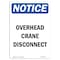 Signmission OSHA Sign, 10" H, Rigid Plastic, NOTICE Overhead Crane Disconnect Sign, Portrait, V-16309 OS-NS-P-710-V-16309 - alternate 1